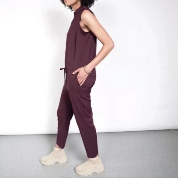 Wildfang Empower Jumpsuit Coverall Sleeveless in Eggplant Color Women's Size XL - Picture 3 of 11